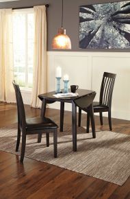 Signature Design by Ashley® D310/15/01(2) Hammis - Dark Brown - 3 Pc. - Drop Leaf Table, 2 Upholstered Side Chairs