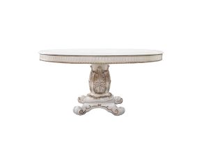 ACME DN01222 Vendome - 76" Round Dining Table With Pedestal Base - Antique Pearl