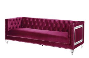 ACME LV01400 Heibero - Sofa With 2 Pillows (Same 56895) - Burgundy Velvet
