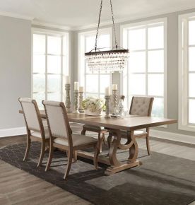 CoasterEssence 110291-S5 Brockway - 5 Piece Extension Leaf Dining Set - Barley Brown