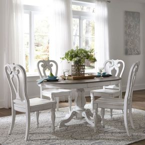 Liberty Furniture 244-DR-5PDS Magnolia Manor - 5 Piece Pedestal Table Set - White