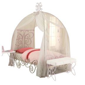 ACME 30535F Priya II - Full Bed With Canopy - White & Light Synthetic Leather Rple