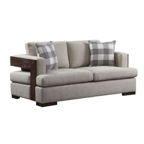 ACME 54851 Niamey - Loveseat With 2 Pillows - Fabric & Walnut