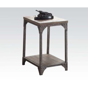 ACME 81447 Gorden - End Table - Weathered Oak & Antique Nickel