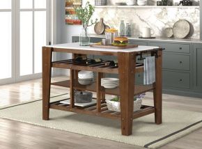 ACME AC00396 Alaroa - Kitchen Island - Marble & Rustic Brown Finish