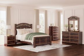 Signature Design by Ashley® B1055/231/36/67/64/96 Glosmount - Two-tone - 5 Pc. - Dresser, Mirror, Queen Poster Bed