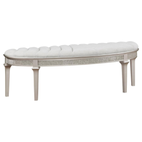 Coaster Fine Furniture 223396 Evangeline - Curved Fabric Upholstered Bench - Silver Oak