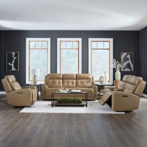 Liberty Furniture 7006SN-UPH-SOLOREC Carrington - Sofa With Loveseat & Recliner - Brown