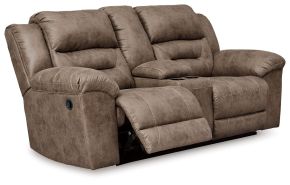 Ashley Furniture 3990594 Stoneland - DBL Rec Loveseat w/Console - Light Brown