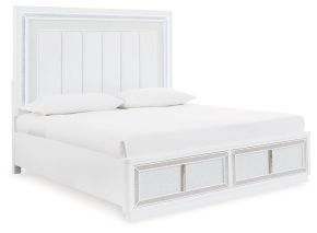 Ashley Furniture B822B4 Chalanna - King Upholstered Storage Bed - White