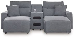 Ashley Furniture 65906S12 Ashley Furniture 65906S12 Modmax II - 3-Piece Power Reclining Sectional With Double Chaise And Audio Console - Salt And Pepper
