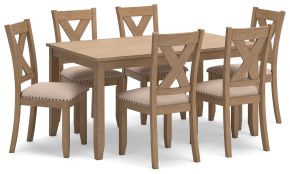 Signature Design by Ashley® D393-425 Sanbriar - Light Brown - Rect Drm Table Set (Set of 7)