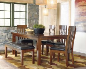 Signature Design by Ashley® D594/35/01(4)/00 Ralene - Light Brown - 6 Pc. - Extension Table, 4 Side Chairs, Bench