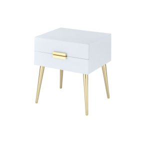 ACME 84496 Denvor - End Table - White & Gold