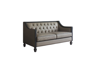 ACME 58816 House - Beatrice Loveseat - Tan PU, Black PU & Charcoal Finish