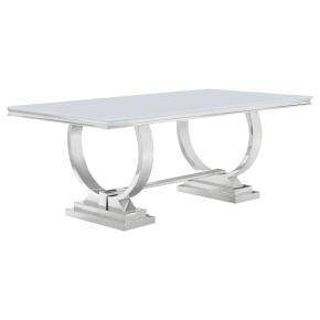 CoasterElevations 108811 Antoine - Rectangular Glass Top Dining Table - White