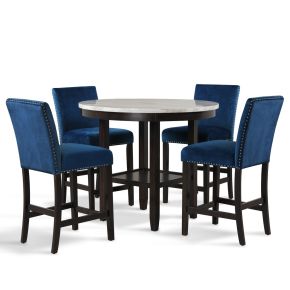 New Classic 41-400-BLC4C Celeste - Round Counter Table & 4 Chairs - Blue