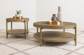 Coaster Fine Furniture 706188-S2 Arini - 2 Piece Round Coffee And End Table Set - Sand Wash