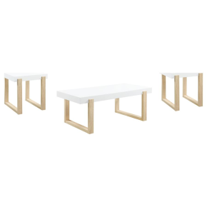 Coaster Fine Furniture 753398-S3 Pala - 3 Piece Coffee And End Table Set - White High Gloss