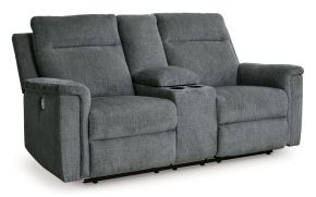 Ashley Furniture 3320296 Barnsana - Dbl Power Reclining Loveseat with Console - Gravel