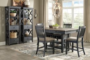 Signature Design by Ashley® D736/32/124(4)/76(2) Tyler Creek - Dark Gray - 7 Pc. - Counter Table, 4 Barstools, 2 Cabinets