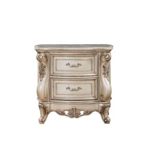 ACME 27443 Gorsedd - Nightstand - Marble & Antique White