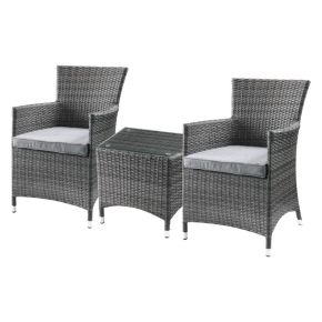 ACME 45000 Tashelle - Patio Bistro Set - Gray Fabric & Gray Wicker