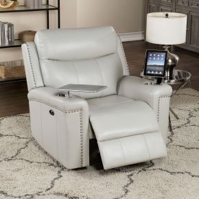 Furniture of America CM6252LG-CH-PM Florine - Power Glider Recliner - Light Gray