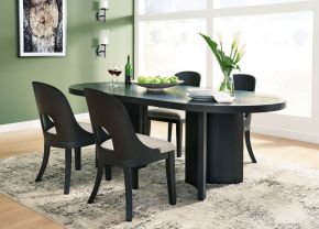 Signature Design by Ashley® D821/25/01(2) Rowanbeck - 5 Pc. - Dining Table, 4 Side Chairs - Black