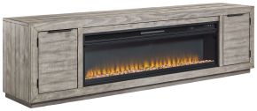 Ashley Furniture W996W1 Naydell - 92" TV Stand With Wide Fireplace Insert - Gray