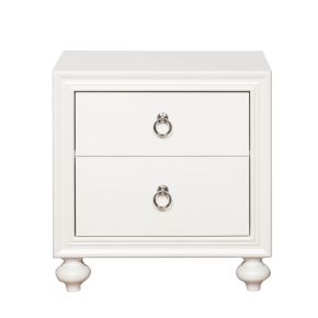 Samuel Lawrence Furniture S458-450 Bella White - Kids 2-Drawer Usb Charging Nightstand - White