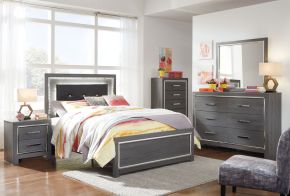 Signature Design by Ashley® B214/31/36/87/84/86 Lodanna - 5 Pc. - Dresser, Mirror, Full Panel Bed - Gray