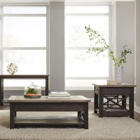 Liberty Furniture 422-OT-O3PCS Heatherbrook - 3 Piece Table Set (1 Lift Top Cocktail 2 End Tables) - Charcoal & Ash