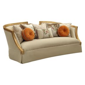 ACME 50835 Daesha - Sofa With 8 Pillows - Tan Flannel & Antique Gold