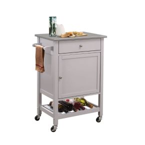 ACME 98302 Hoogzen - Kitchen Cart - Stainless Steel Top & Gray