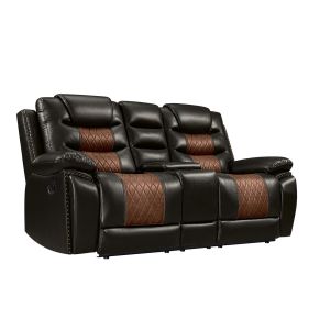 New Classic U7005-25-BRN Nikko - Console Loveseat With Dual Recliners - Two Tone Brown