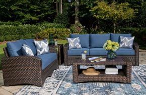 Signature Design by Ashley® P340/838/835/701/702 Windglow - Blue / Brown - 4 Pc. - Sofa, Loveseat, Cocktail Table, End Table