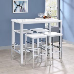 CoasterEveryday 182525 Natividad - 5 Piece Pub Height Bar Table Set - White High Gloss