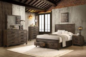 CoasterEveryday 222631KE-S5 Woodmont - 5 Piece Eastern King Platform Bedroom Set - Golden Brown