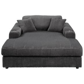 ACME LV03691 ACME LV03691 Hilde - Chaise With 2 Pillows - Dark Gray Corduroy