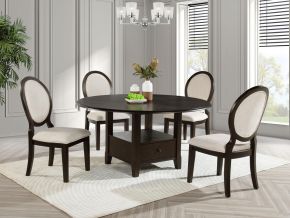 Coaster Fine Furniture 115100-S5 Twyla - 5 Piece Round Wood Dining Table Set - Dark Cocoa