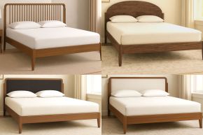 New Classic B1862-330 5/0 Queen Platform Bed Side Rails & Roll Up Slat Kit - Walnut