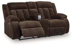 Signature Design by Ashley® PC2140696 Free Wake - Double Relcining Power Loveseat With Console - Chocolate
