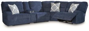 Ashley Furniture 93607S19 Ashley Furniture 93607S19 Acklen Place - 5-Piece Power Reclining Sectional With Storage Console - Navy