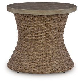 Ashley Furniture PCP790-706 Laguna Heights - Round End Table With Umbrella Option - Beige