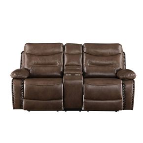 ACME 55421 Aashi - Loveseat - Brown Leather-Gel Match