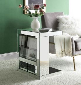 ACME 97939 Meria - Accent Table - Mirrored & Clear Glass - 24"