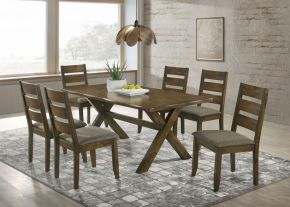 CoasterEveryday 106381-S7 Alston - 7 Piece Rectangular Dining Table Set - Knotty Nutmeg