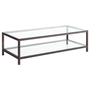 CoasterEssence 720228 Trini - 1-Shelf Glass Top Coffee Table - Black Nickel