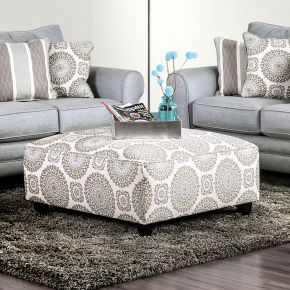 Furniture of America SM8141-OT Misty - Ottoman - Ivory / Pattern